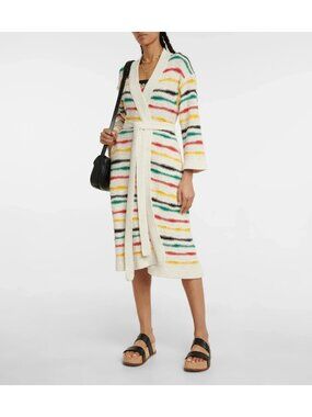 Alanui Island Waves Kimono White Striped Sweater Coat NWT $2,500, Size XS/S